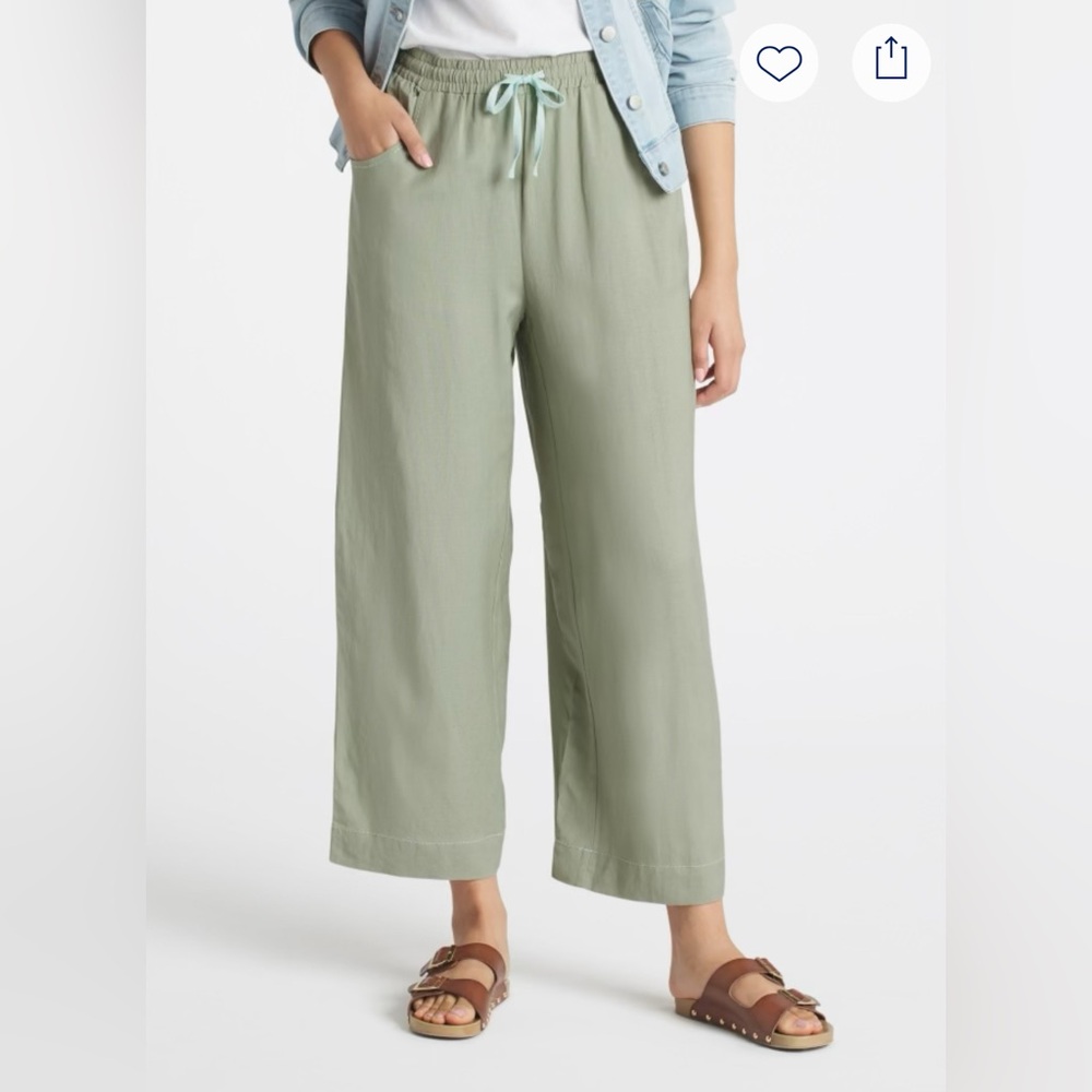 Tribal Gina Wide Leg Linen Pull On Pant